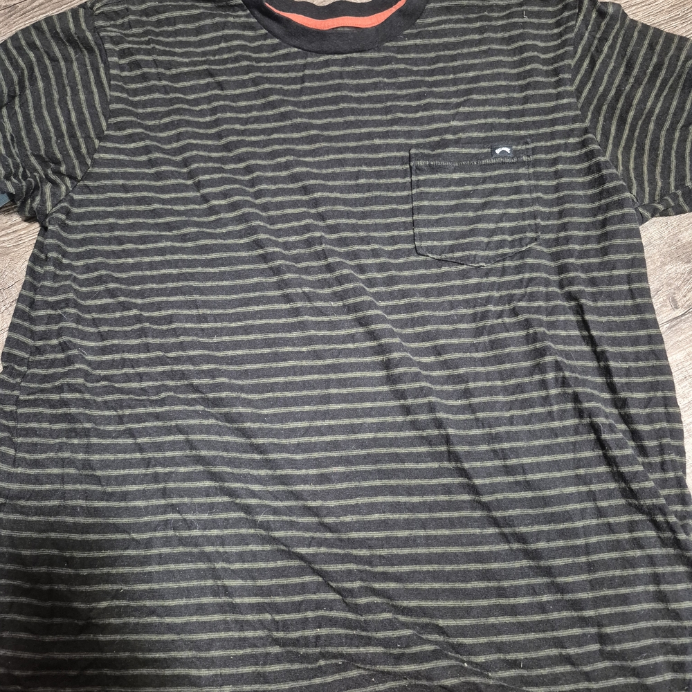 Billabong Black and Gray/Green Striped Tee